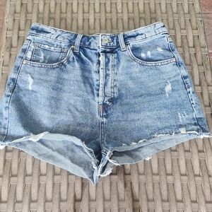 Women's Wild Fable Highest Rise Distressed Denim Jean Shorts Size 10 Light Blue